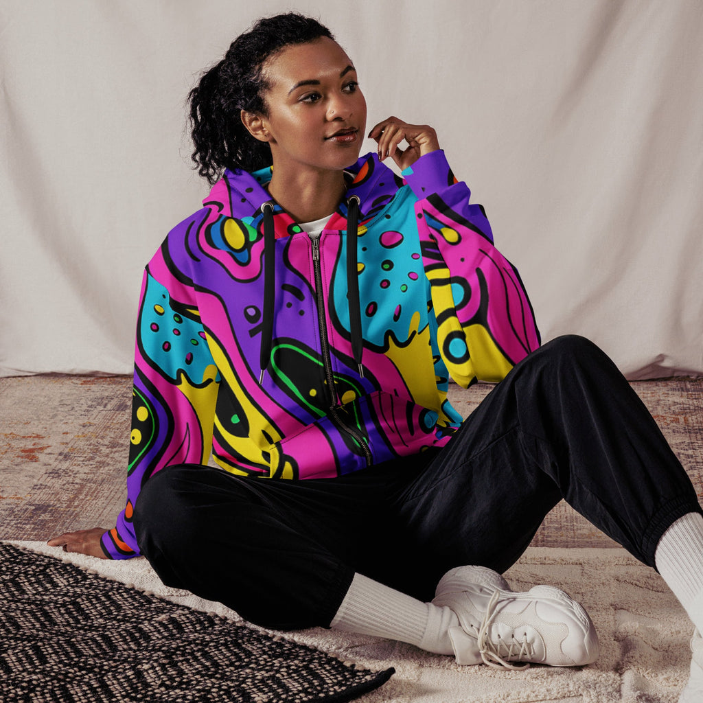 Neon Bio Trip Zip Up Hoodie For EDM Rave Festival Outfit Clothing