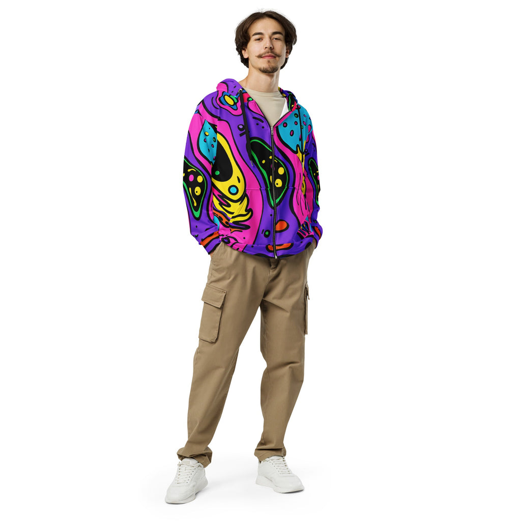 Neon Bio Trip Zip Up Hoodie For EDM Rave Festival Outfit Clothing