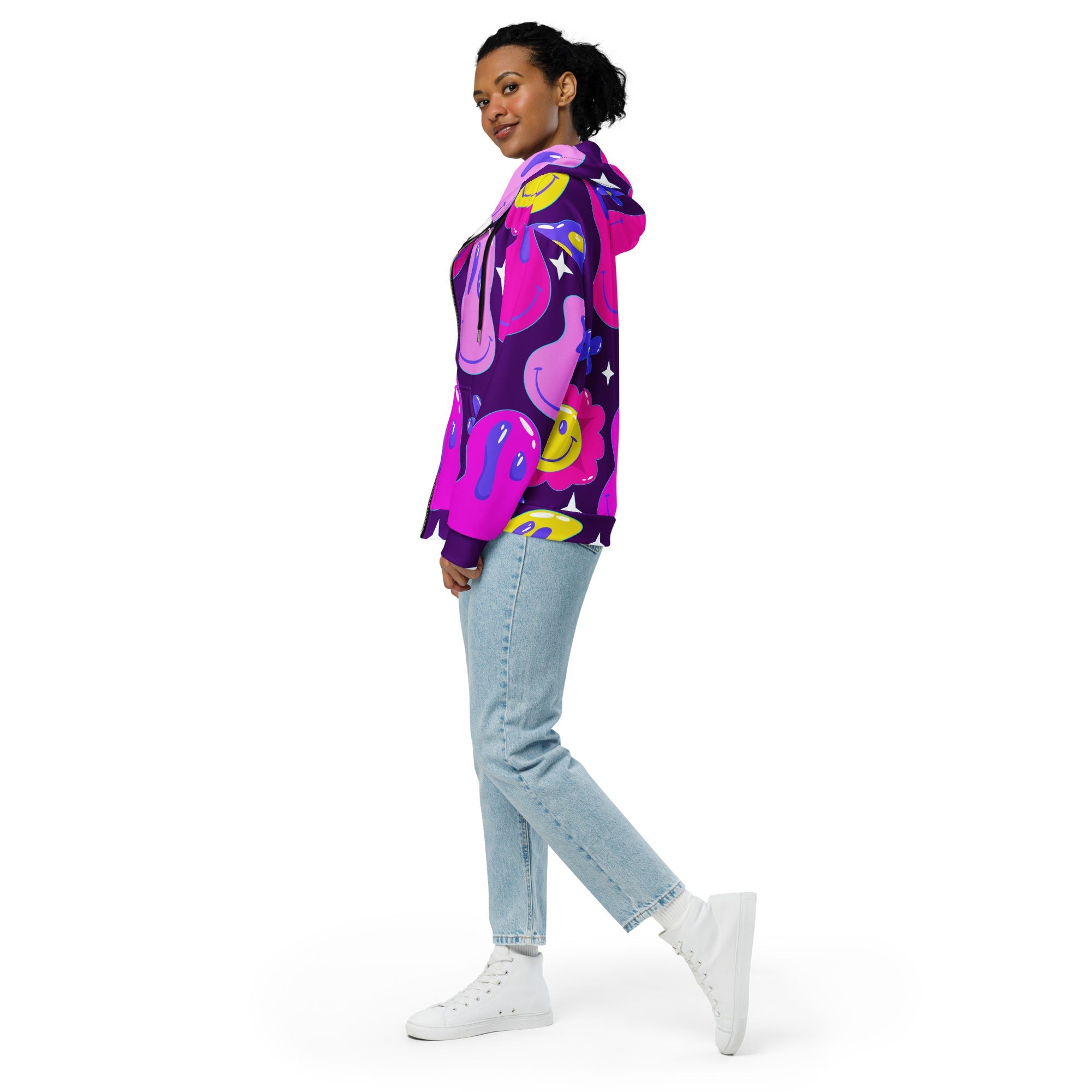 Purple Trip Zip Up Hoodie For EDM Rave Festival Outfit Clothing