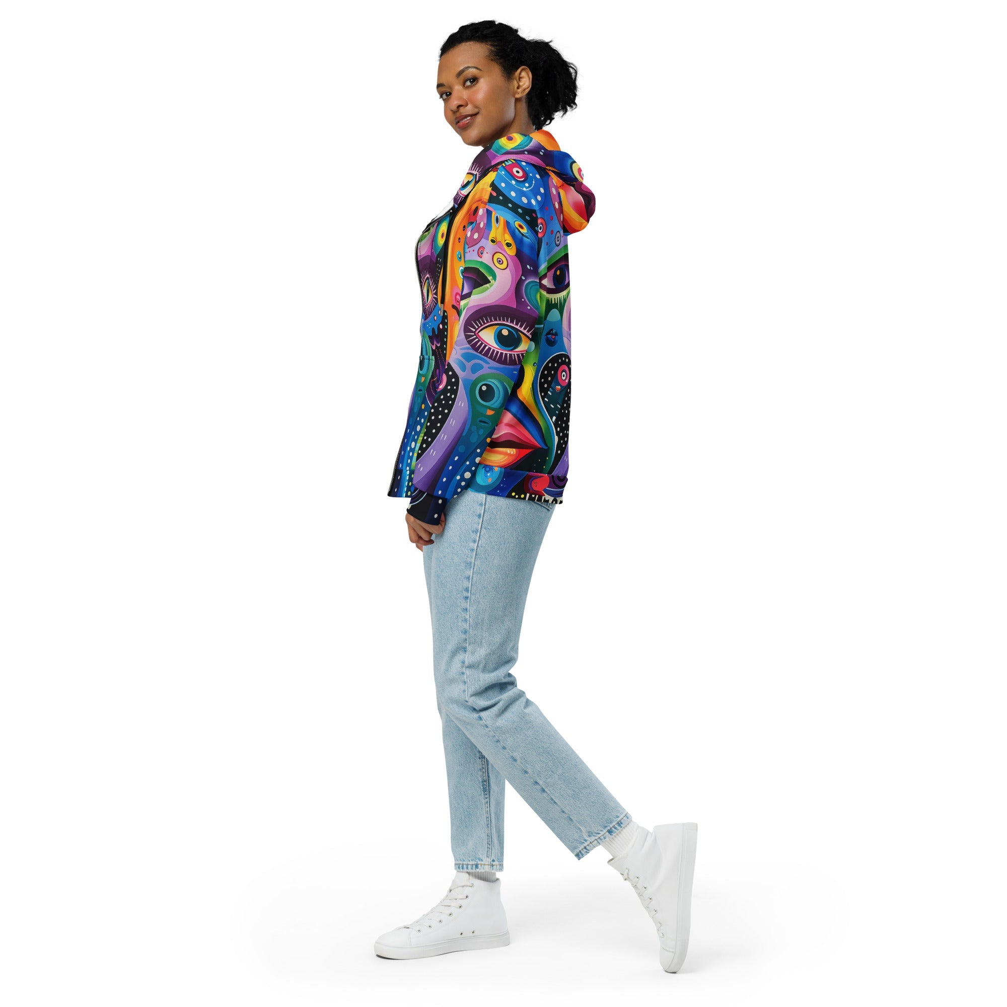 Mind Trip Space Face Zip Up Hoodie For EDM Rave Festival Outfit Clothing