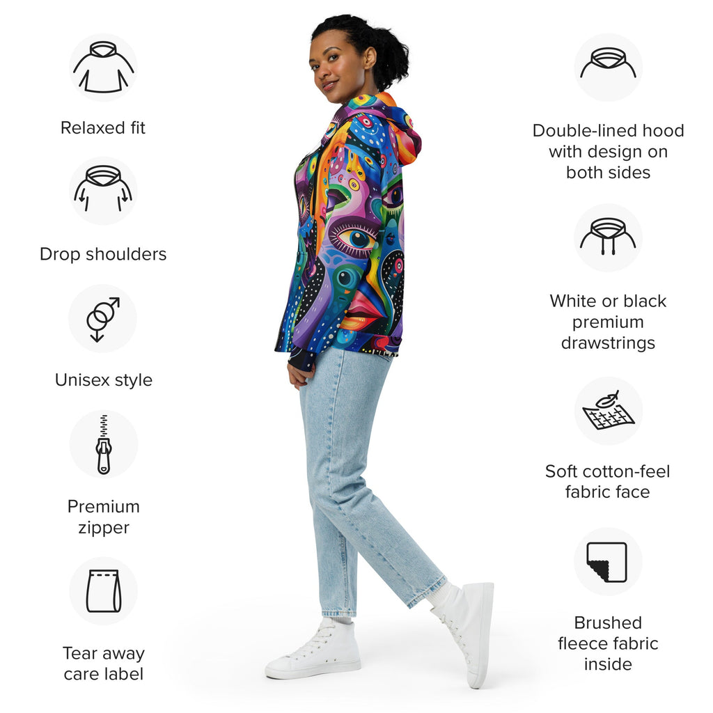 Mind Trip Space Face Zip Up Hoodie For EDM Rave Festival Outfit Clothing