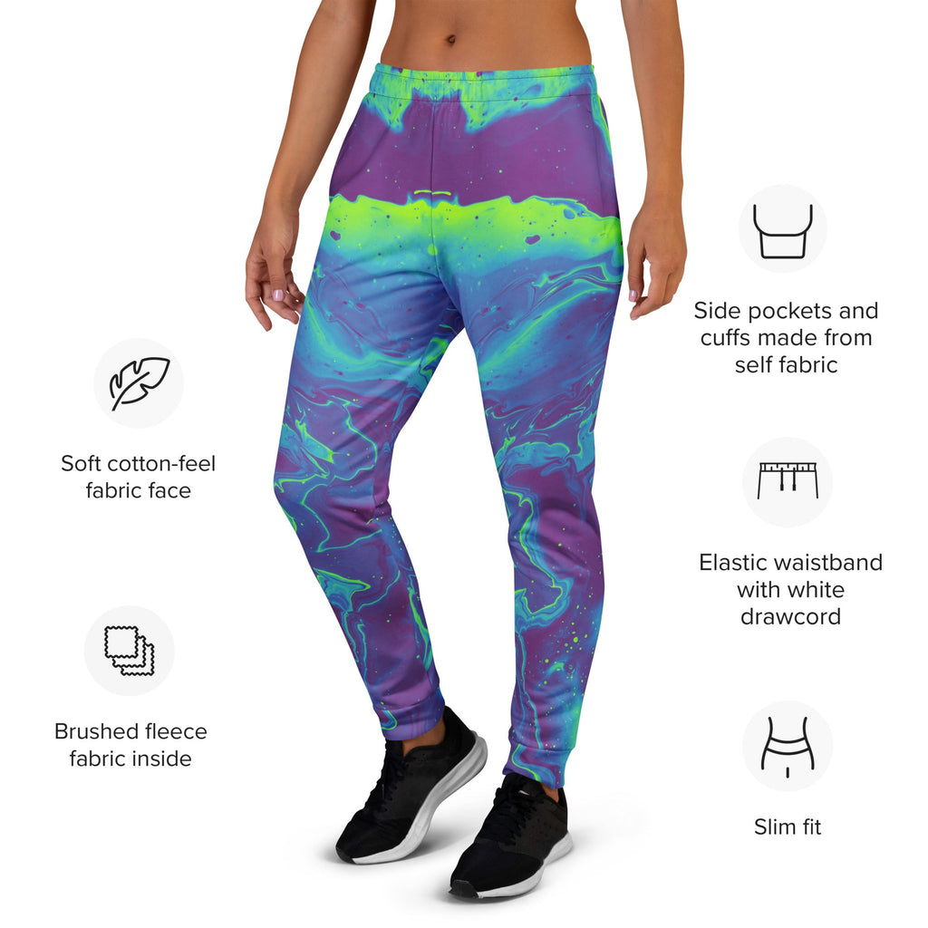 Neon Purple Women's Joggers For EDM Rave Festival Outfit Clothing