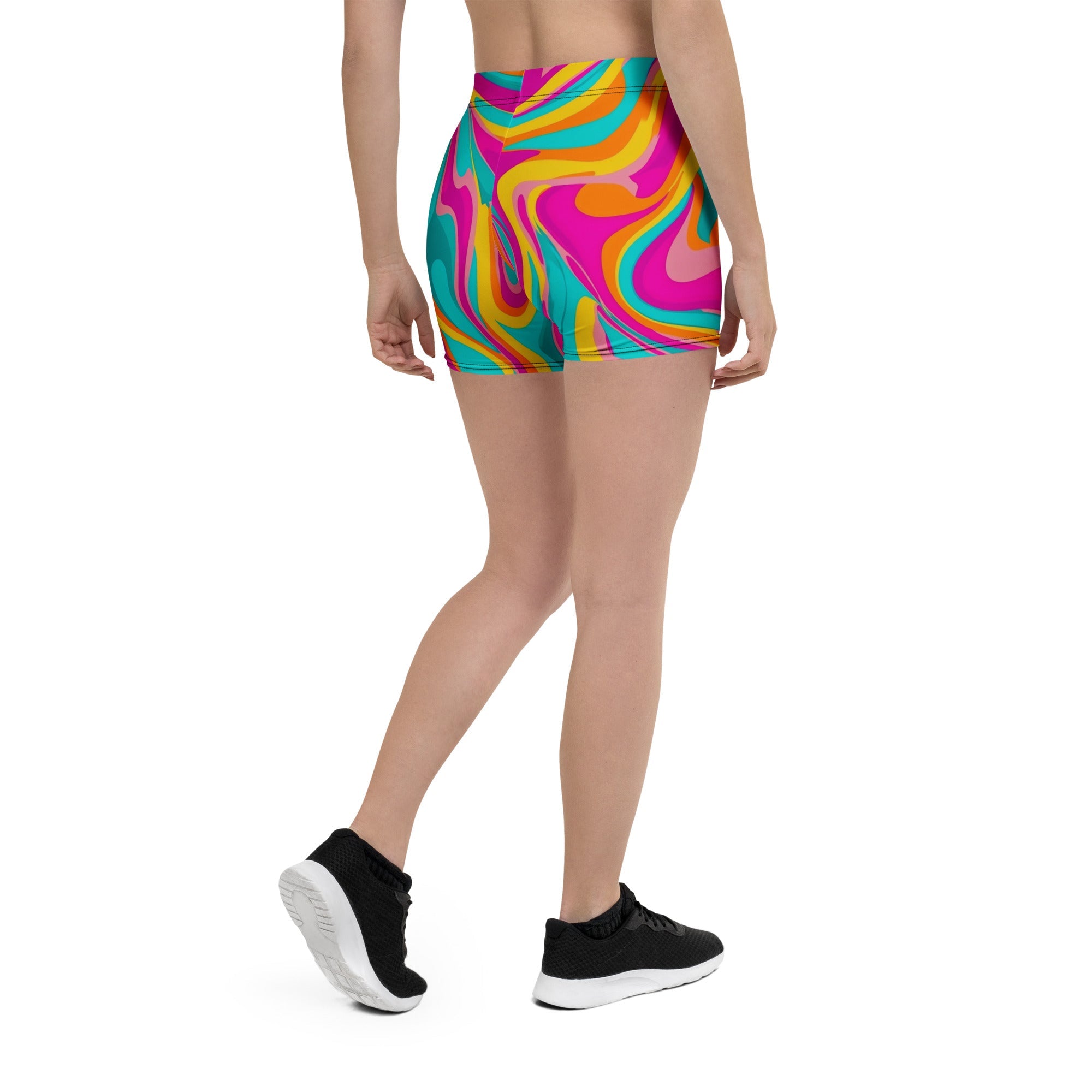 Neon Swirl Woman's Shorts For EDM Rave Festival Outfit Clothing