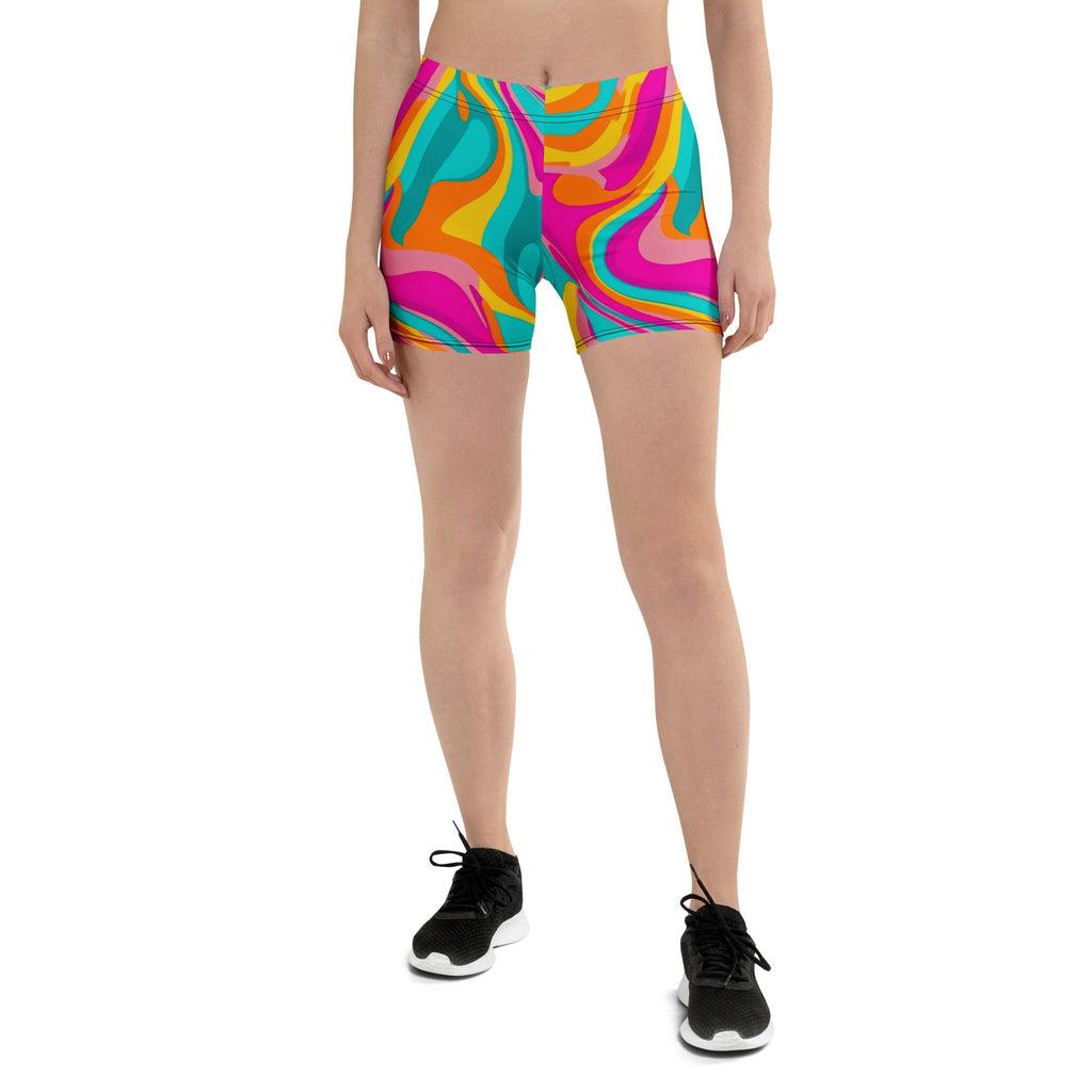 Neon Swirl Woman's Shorts For EDM Rave Festival Outfit Clothing