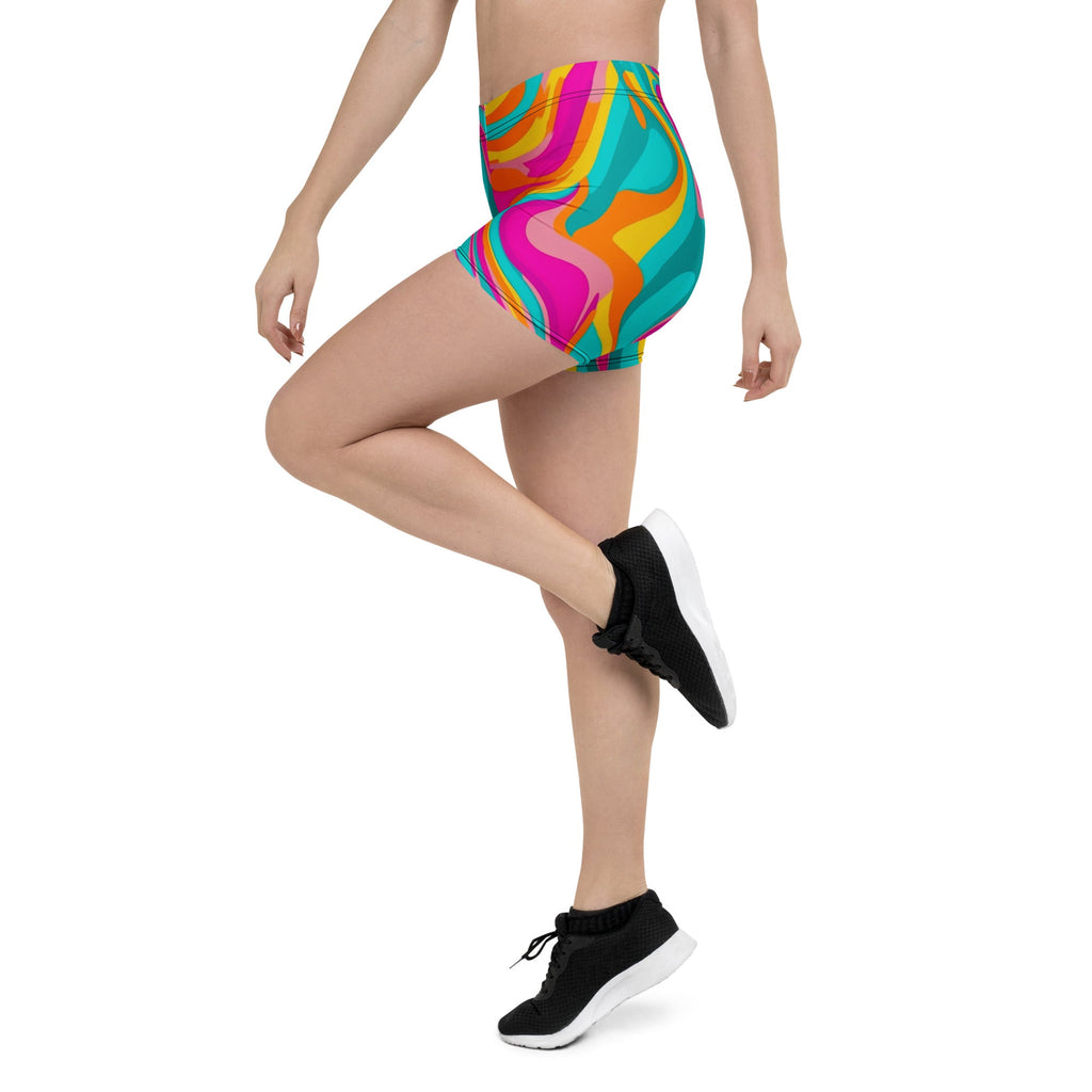 Neon Swirl Woman's Shorts For EDM Rave Festival Outfit Clothing