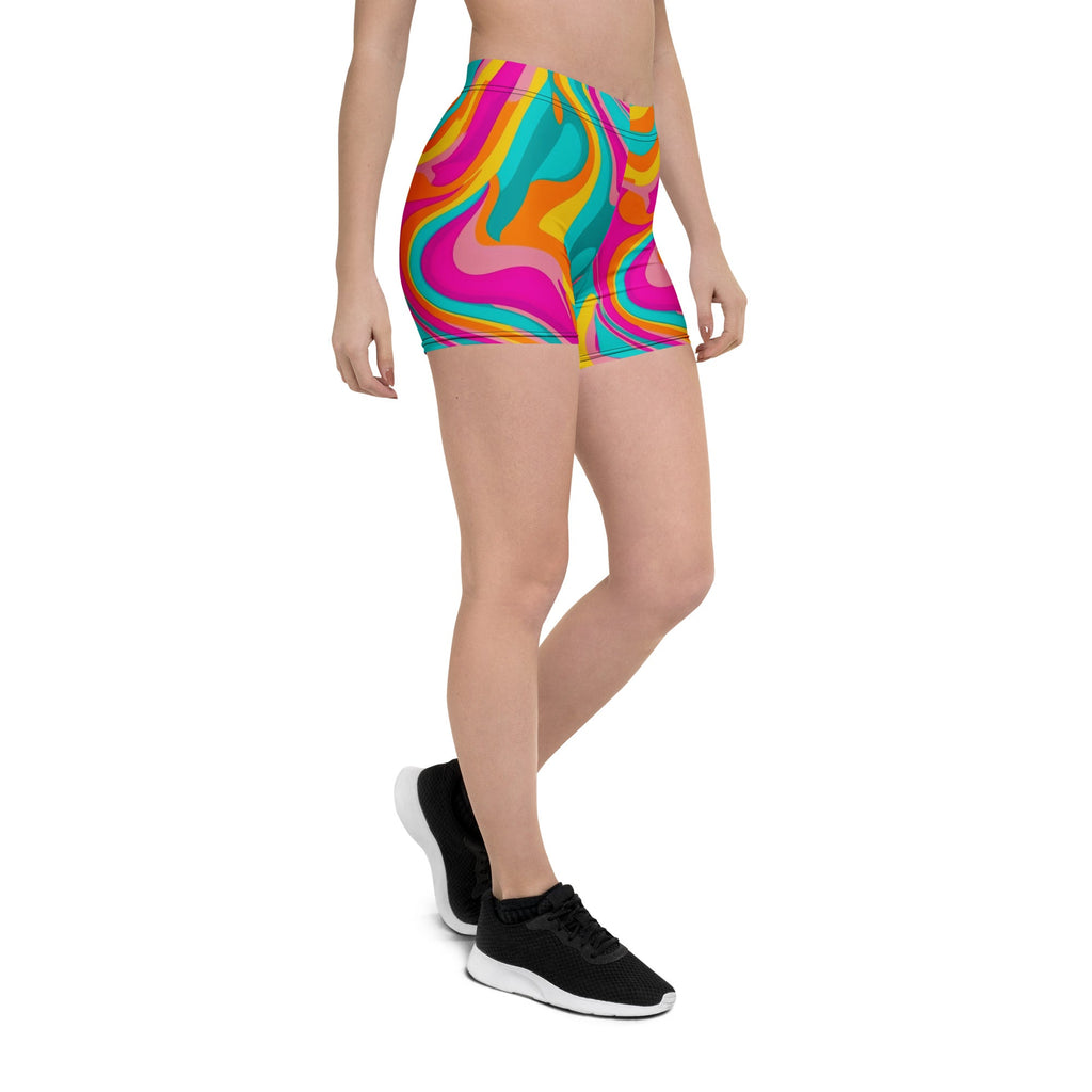 Neon Swirl Woman's Shorts For EDM Rave Festival Outfit Clothing