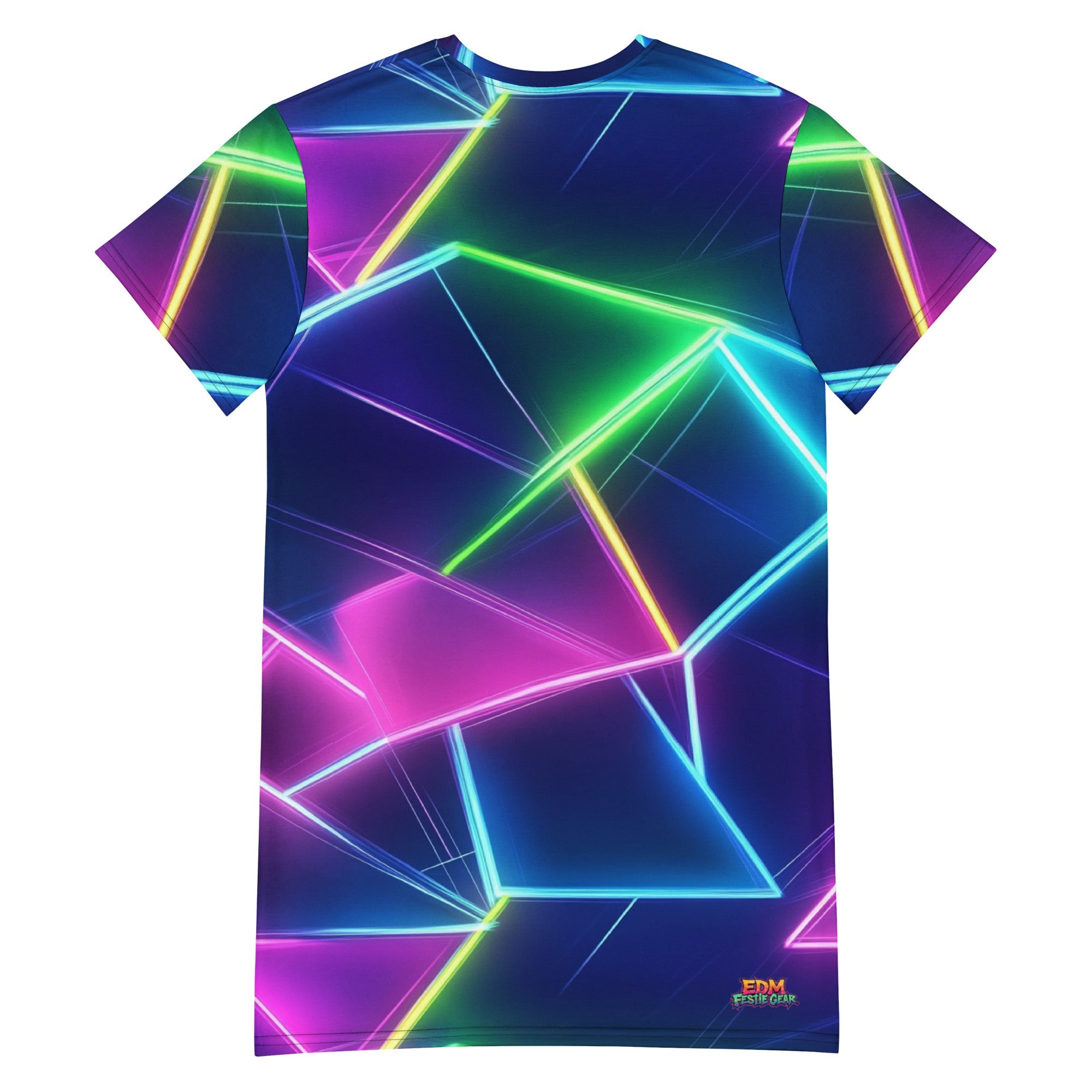 Neon Geometrical T-shirt dress For EDM Rave Festival Outfit Clothing