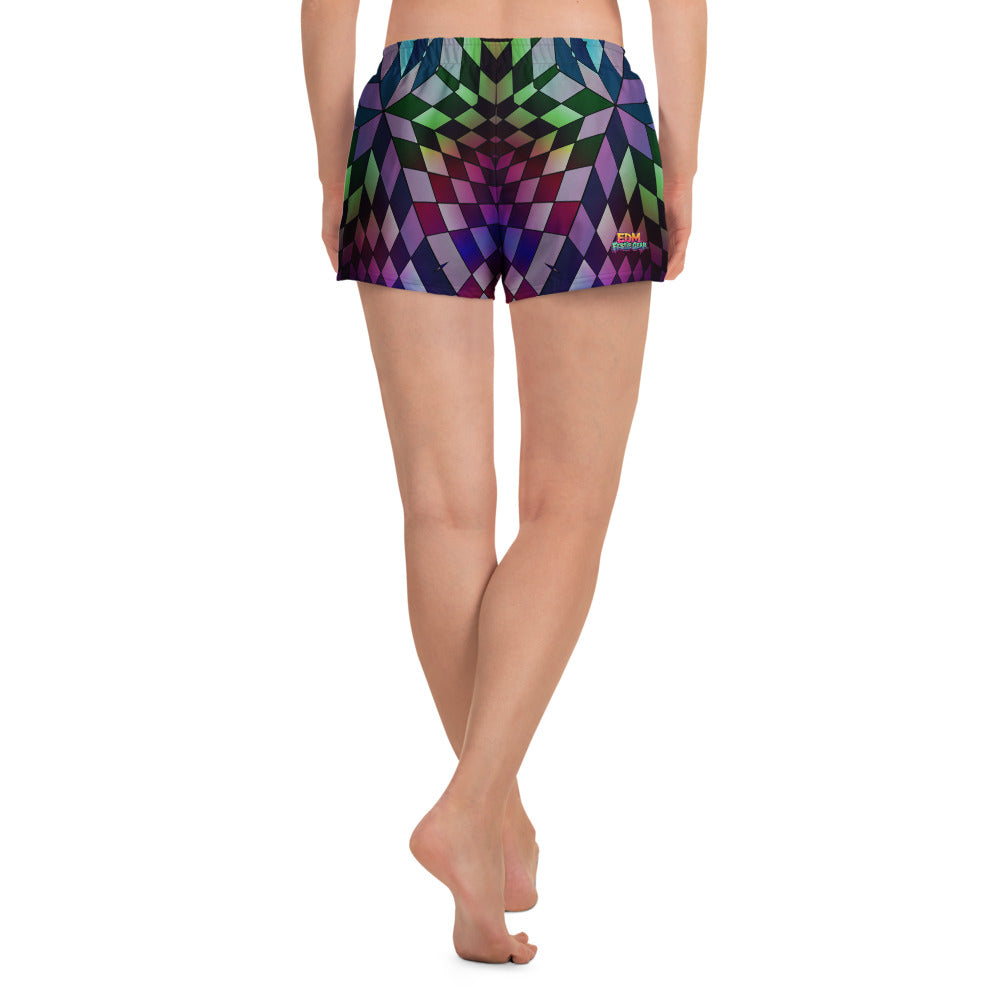 Neon Checkered Athletic Shorts For EDM Rave Festival Outfit Clothing