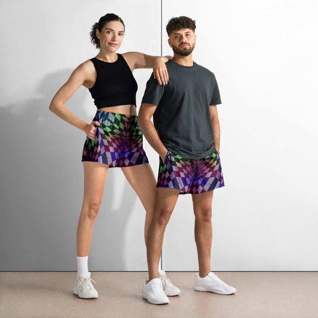Neon Checkered Athletic Shorts For EDM Rave Festival Outfit Clothing