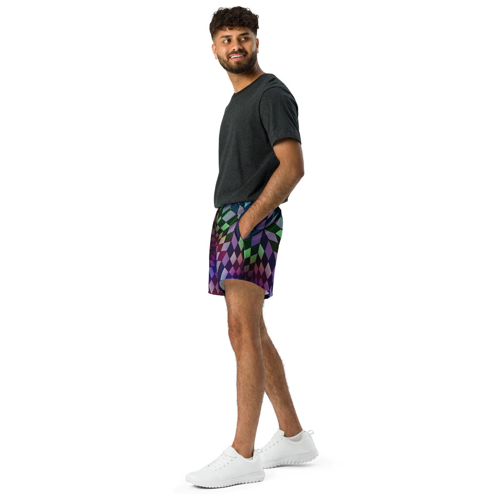Neon Checkered Athletic Shorts For EDM Rave Festival Outfit Clothing