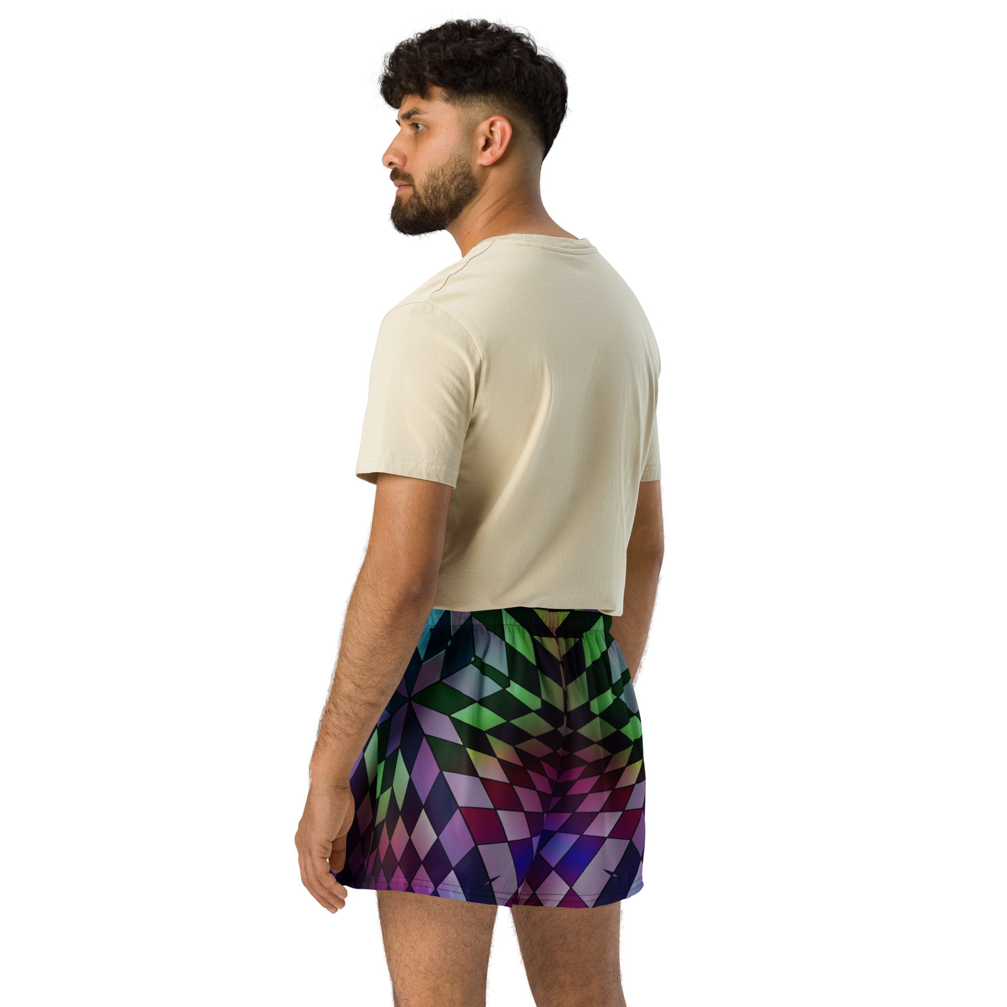 Neon Checkered Athletic Shorts For EDM Rave Festival Outfit Clothing