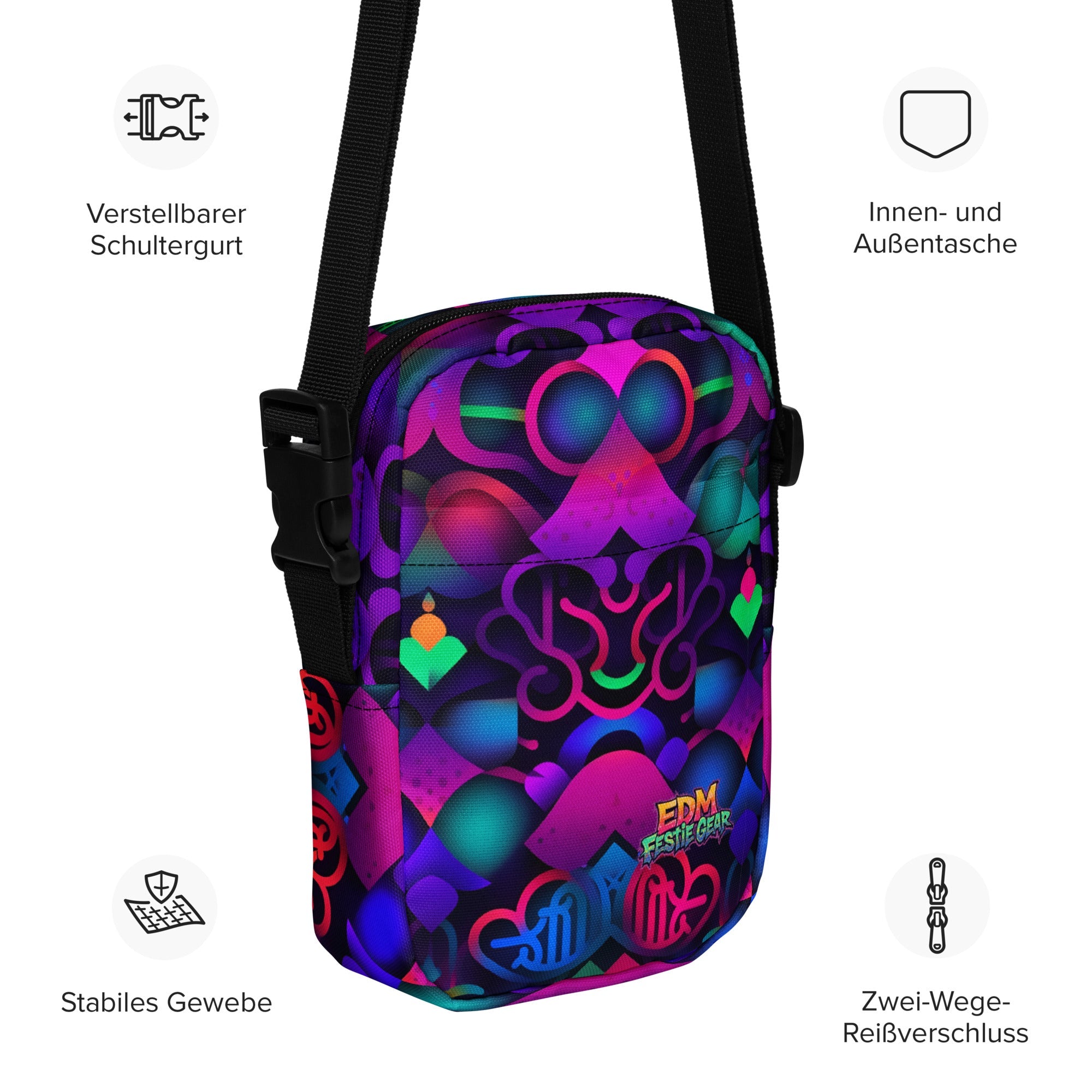 Neon Wonder Crossbody Bag For EDM Rave Festival Outfit Clothing
