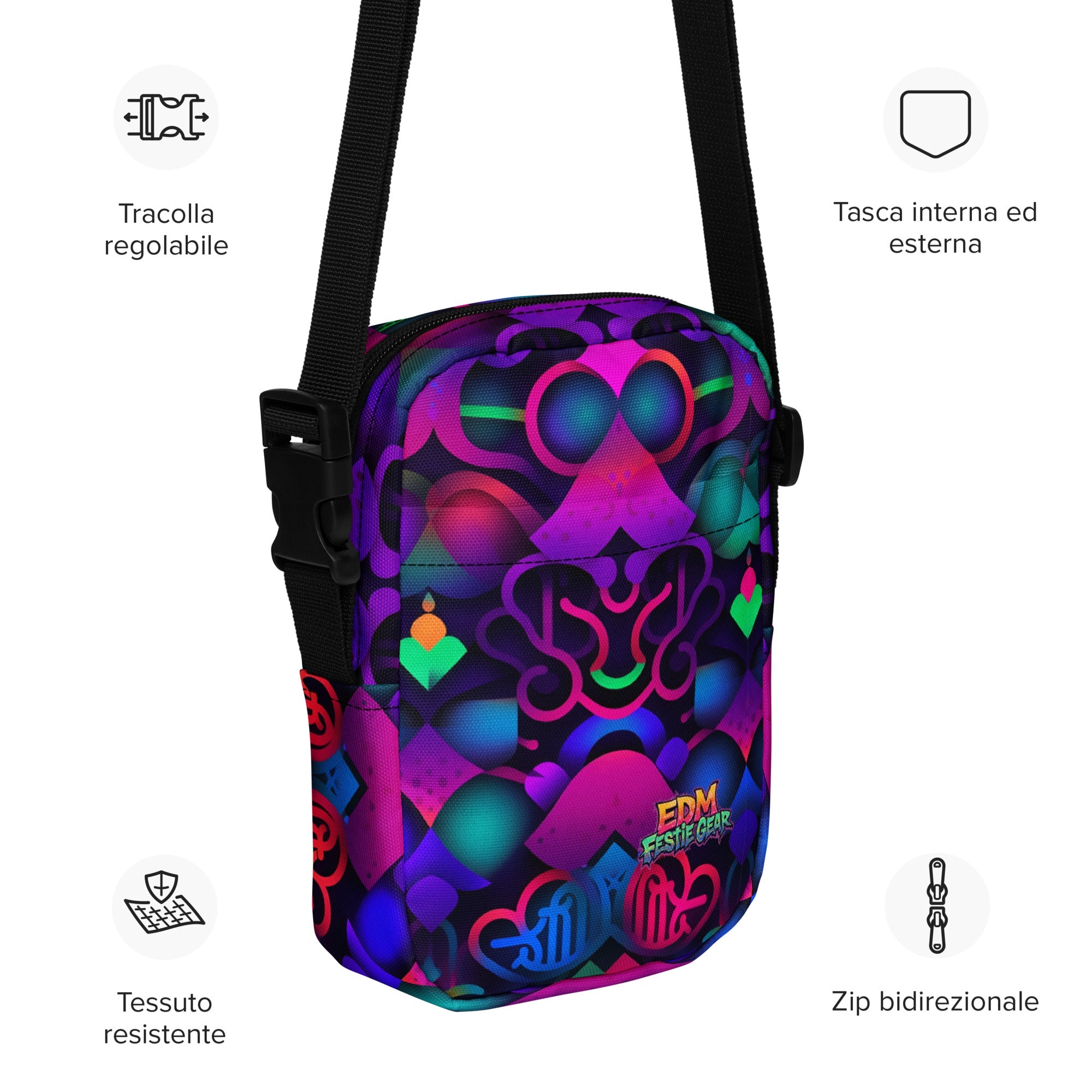 Neon Wonder Crossbody Bag For EDM Rave Festival Outfit Clothing