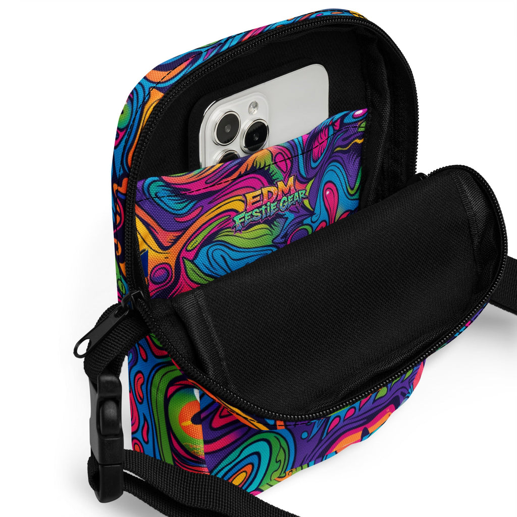 Neon Spill Crossbody Bag For EDM Rave Festival Outfit Clothing