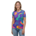 Wavy Neon Woman's T-shirt For EDM Rave Festival Outfit Clothing