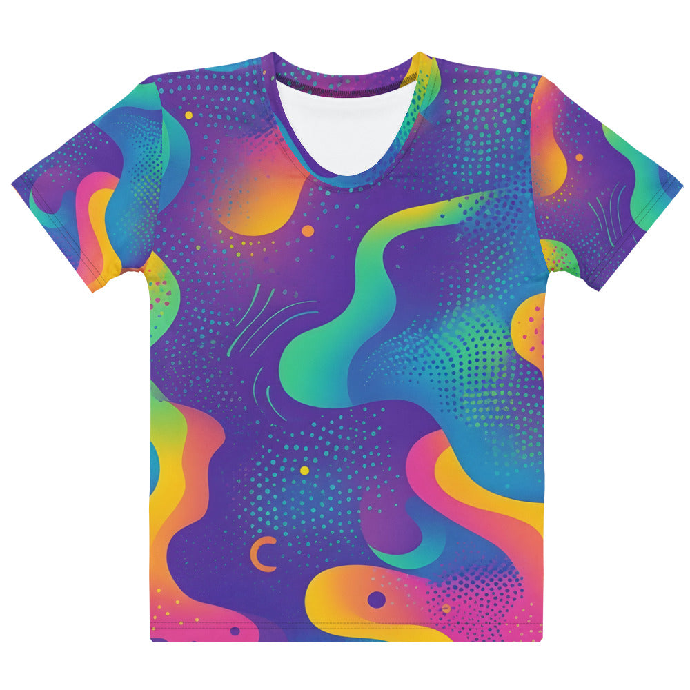Wavy Neon Woman's T-shirt For EDM Rave Festival Outfit Clothing