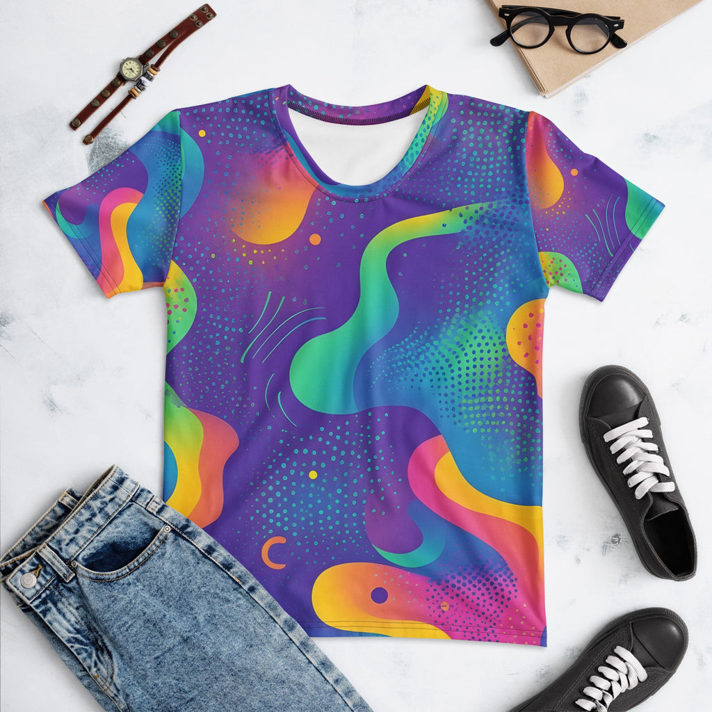 Wavy Neon Woman's T-shirt For EDM Rave Festival Outfit Clothing