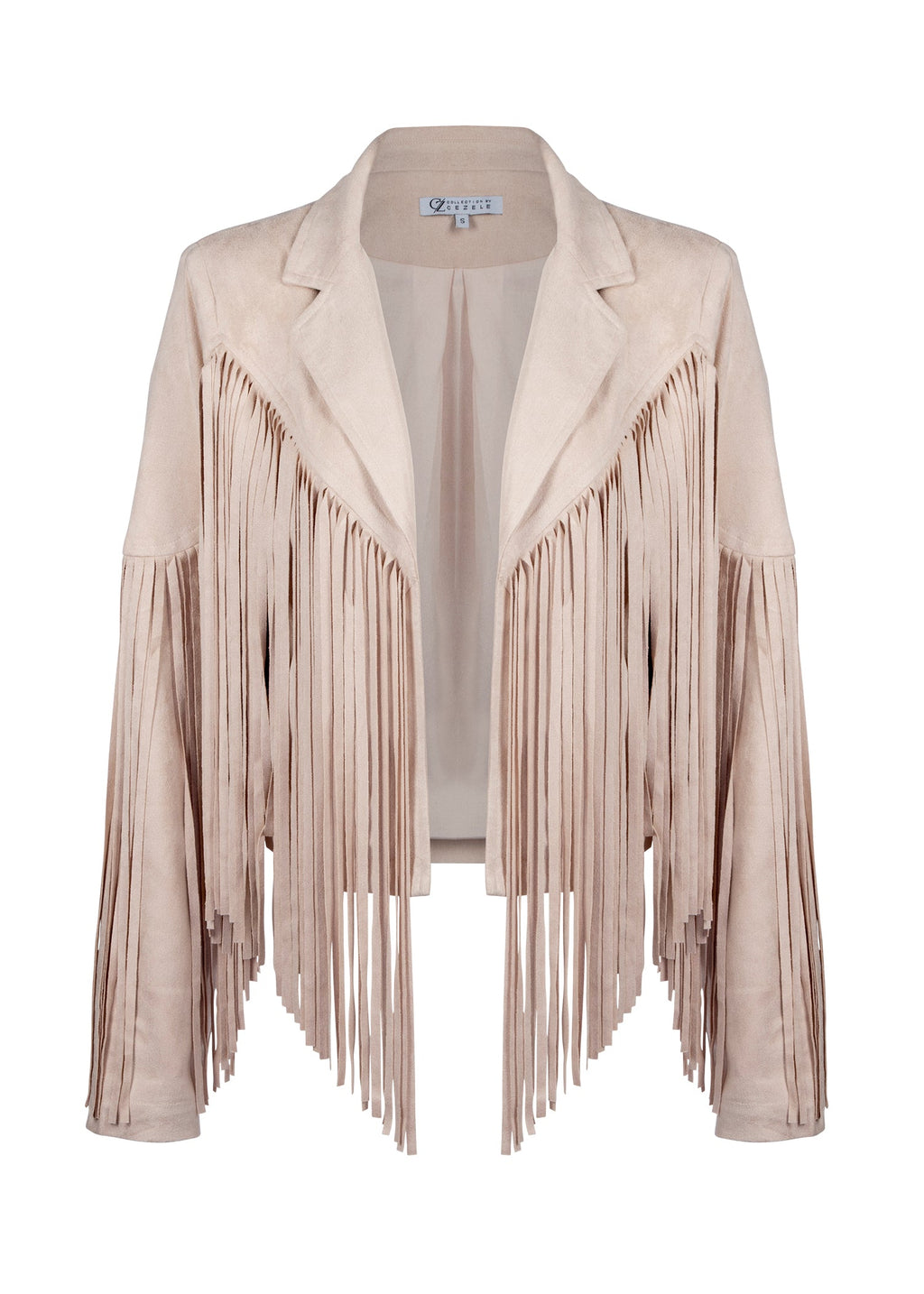 Beige Faux Suede Fringe Jacket
