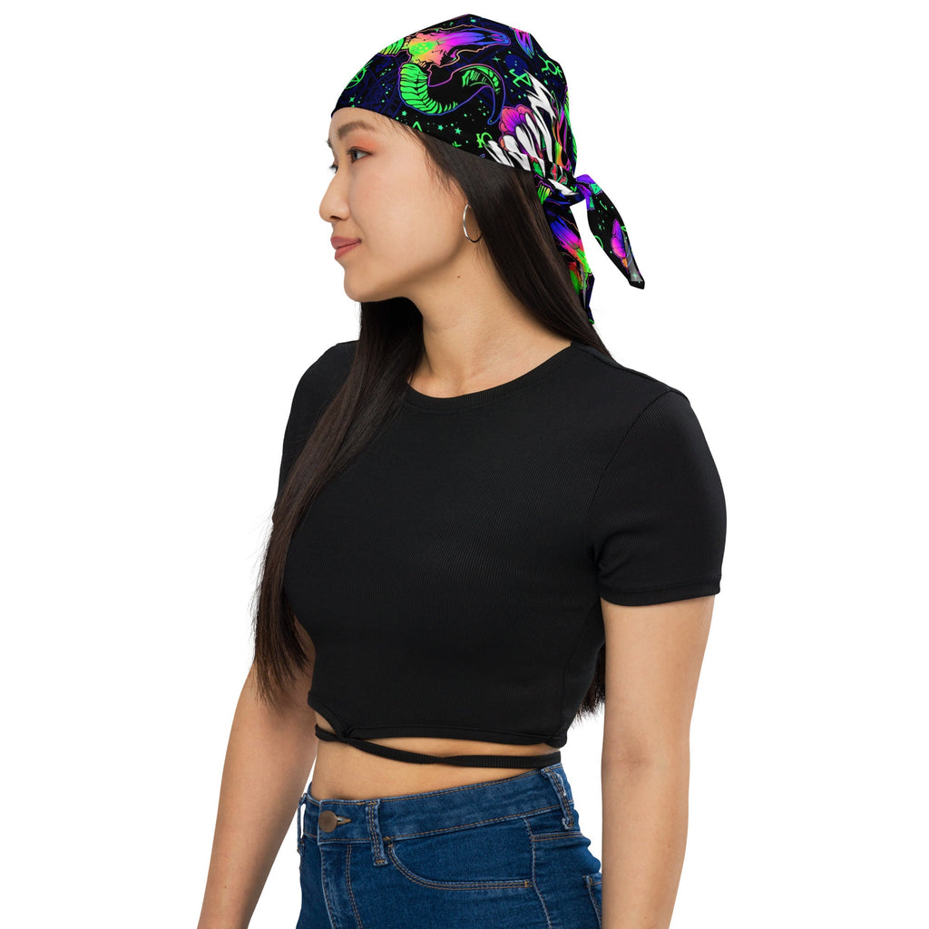 Psychedelic Fangs Rave Bandana Reversible Dust Face Mask for Music Festivals