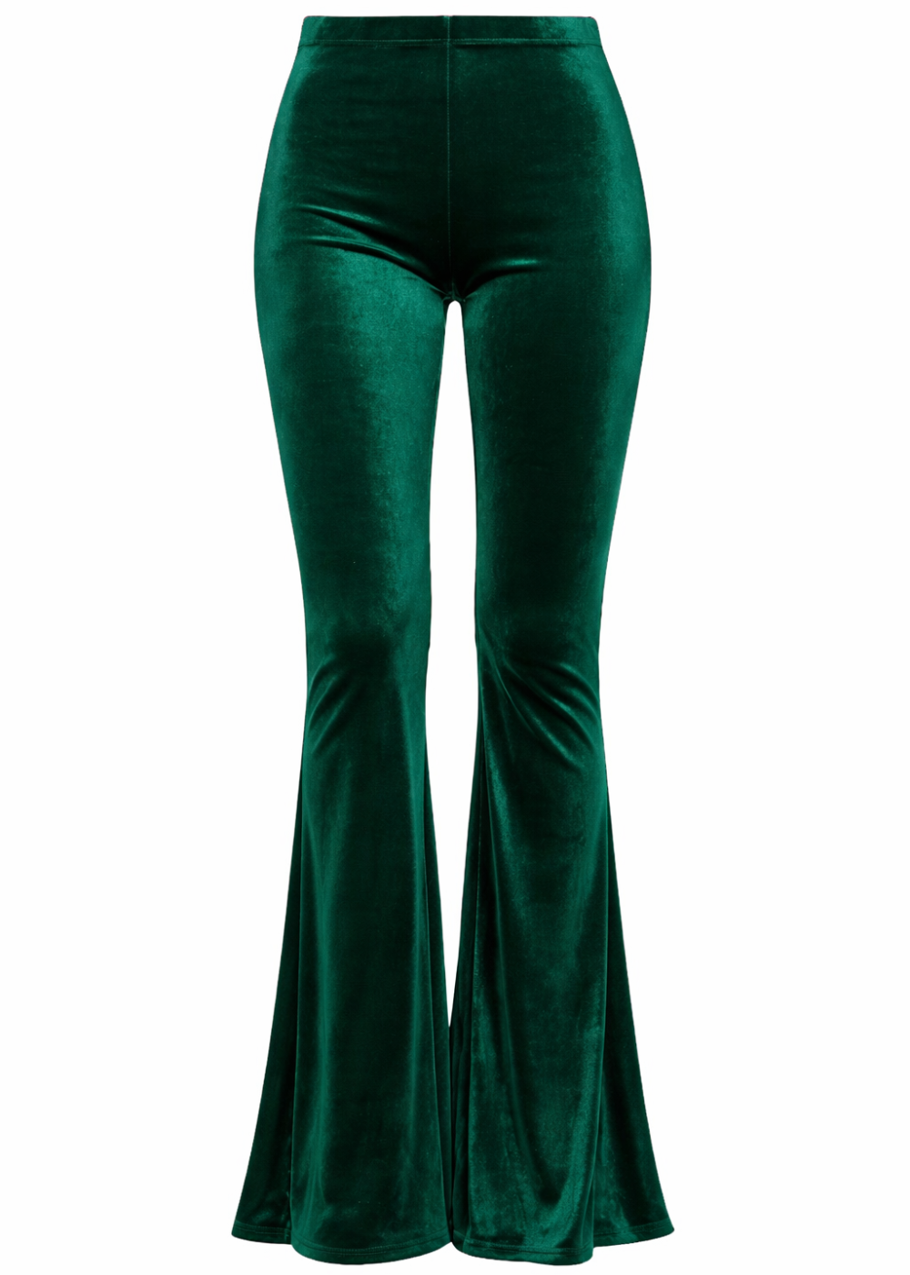 Green Velvet Bell Bottom Flare Pants