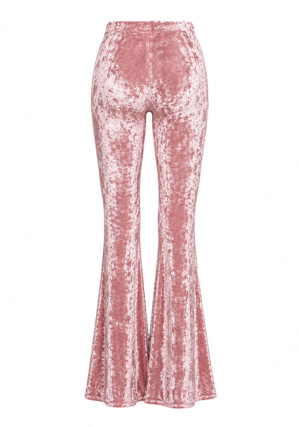 Light Pink Crushed Velvet Bell Bottom Pants