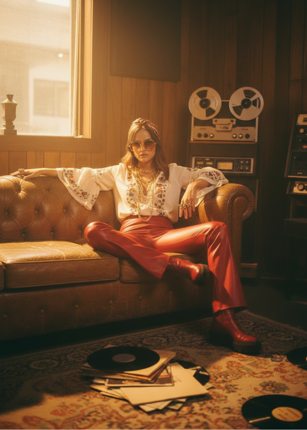 Red Faux Leather Bell Bottoms | High Rise Flare Pants