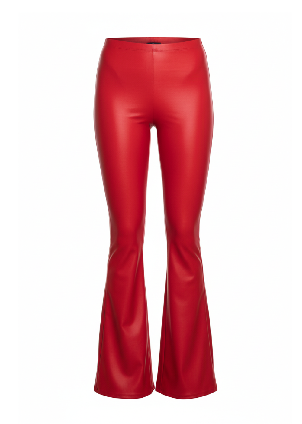 Red Faux Leather Bell Bottoms | High Rise Flare Pants