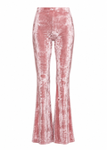 Light Pink Crushed Velvet Bell Bottom Pants