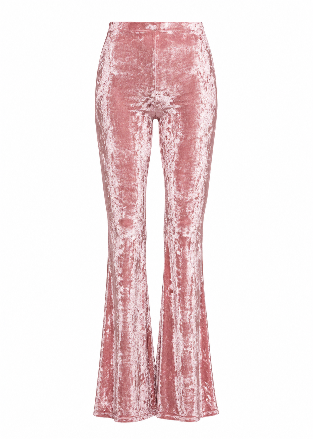 Light Pink Crushed Velvet Bell Bottom Pants