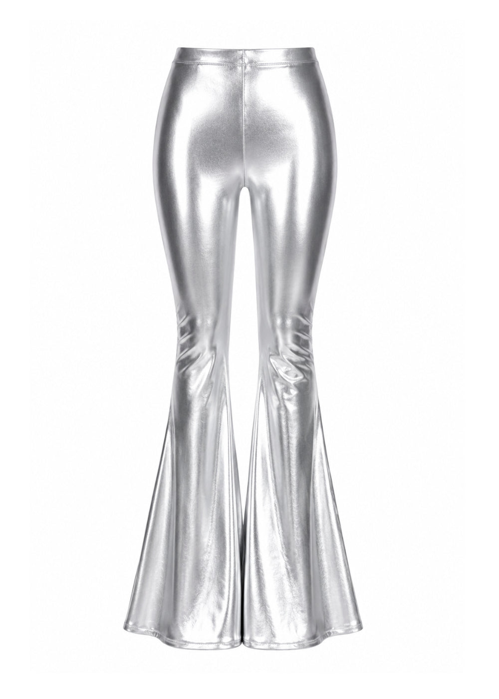 Silver Metallic Bell Bottom Flare Pants