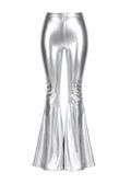 Silver Metallic Bell Bottom Flare Pants