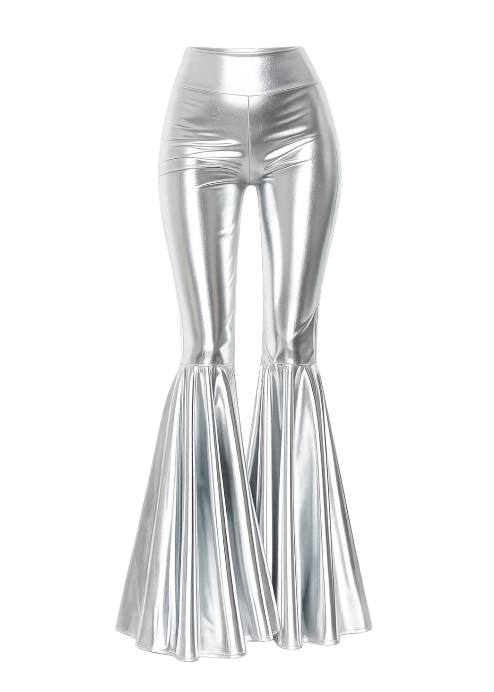 Silver Metallic Bell Bottom Pants